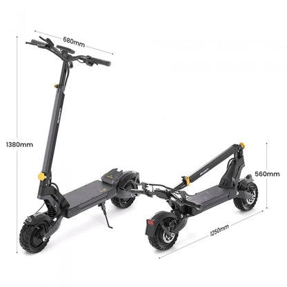 Ausom L2 Dwusilnikowa składana hulajnoga elektryczna, silnik 2*800W, 20km/h, bateria 48V 15,6Ah, opony 10x3 Cali, zasięg 70km - Dostawca